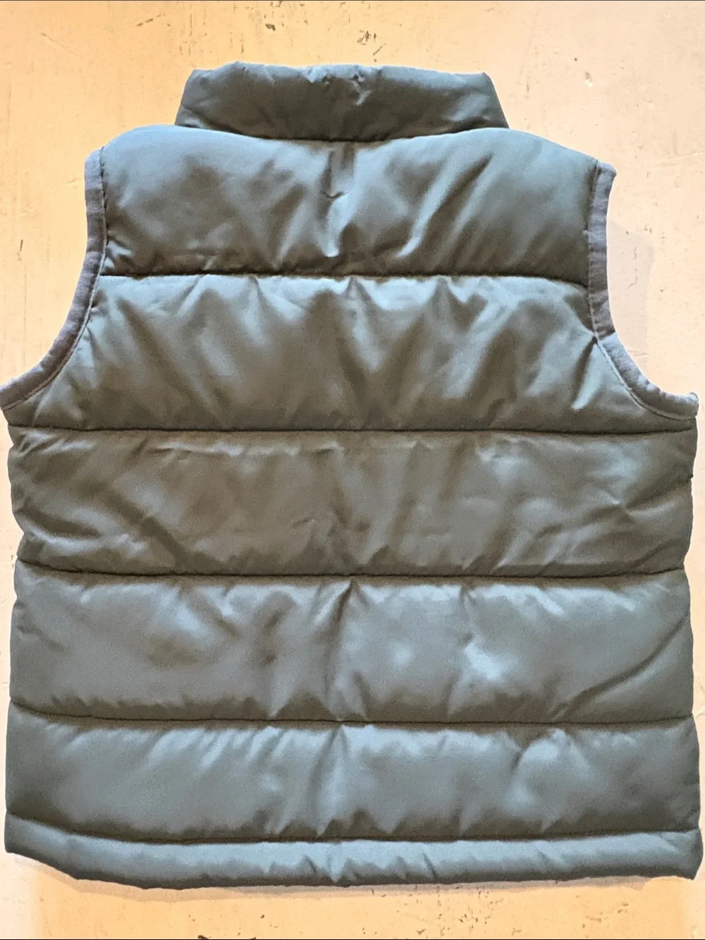 Nike Kids Olive Green and Light Green Puffer Vest with 'Just Do It.' Print